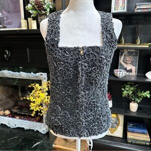 Samuel Dong Denim Rose Vest – Size S – Sculptural & Rare – Y2K Statement Piece